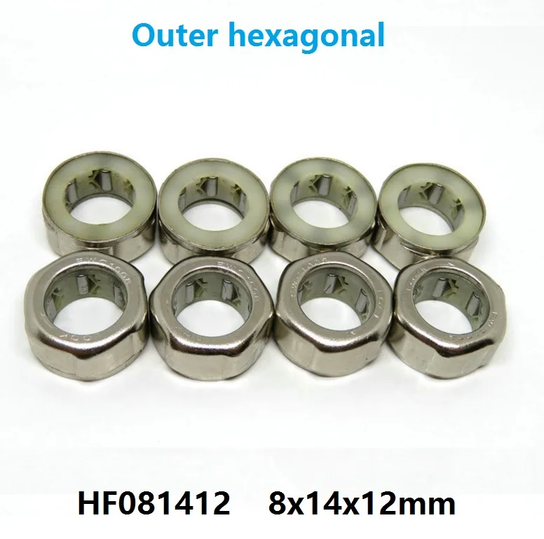 

100pcs/lot HF081412 8x14x12 mm (EWC0812) Outer hexagonal One Way Clutch Needle roller Bearing 8*14*12mm