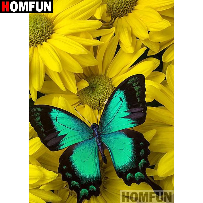 

HOMFUN Full Square/Round Drill 5D DIY Diamond Painting "Flower butterfly" Embroidery Cross Stitch 3D Home Decor A10528