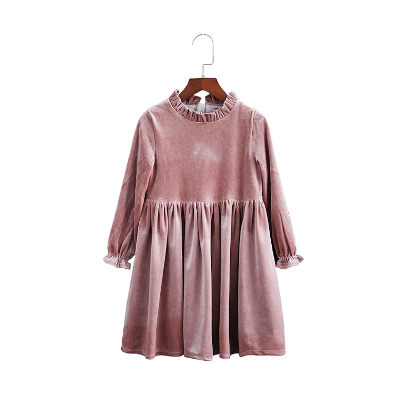 Kids Winter Long-Sleeve Dresses Age For 4-14 Yrs Teenage Girl Velvet Elegant Evening Party Gown Spring School Child Clothes