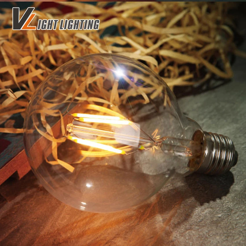 G80 Vintage LED Edison Bulb 220V Antique LED Filament bulb Light 2W 4W 6W vintagex retro Edison lamp