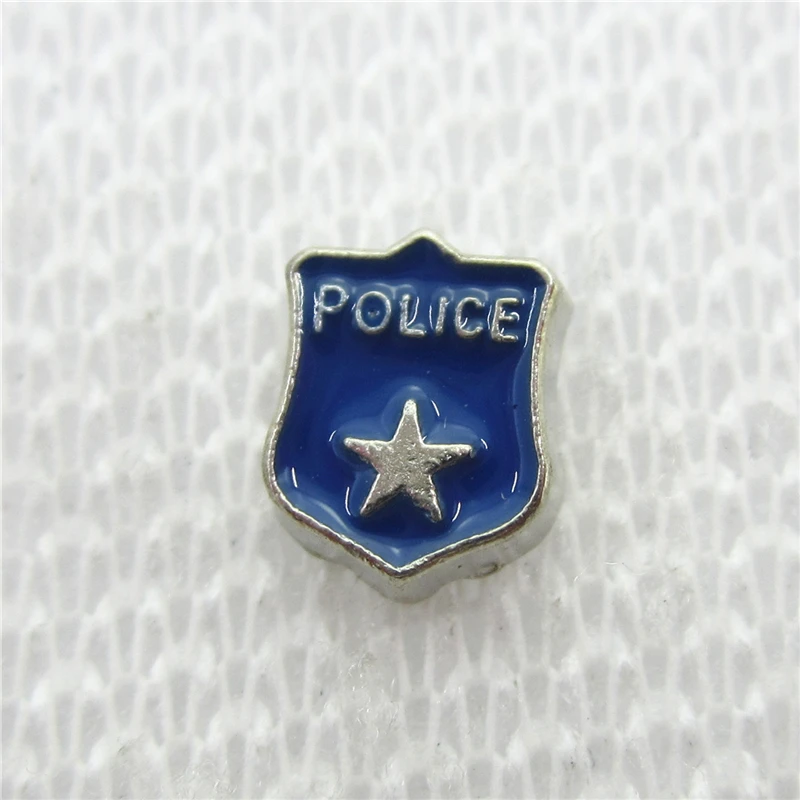 

Hot selling 20pcs/lot Police Badge Floating Charms Living Glass Memory Floating Lockets DIY Jewelry Charms