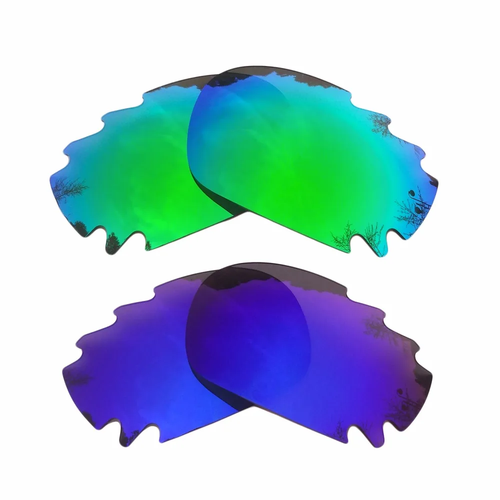 Green Mirrored&Purple Mirrored Polarized Replacement Lenses for Jawbone Vented Racing Jacket Frame 100% UVA & UVB