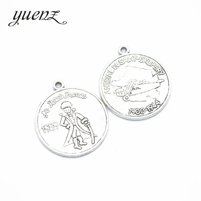 YuenZ 5 pcs Antique Silver color Charms Metal Pilot commemorative coin Charm Round Pendant Necklace Jewelry Making 30*27mm J343