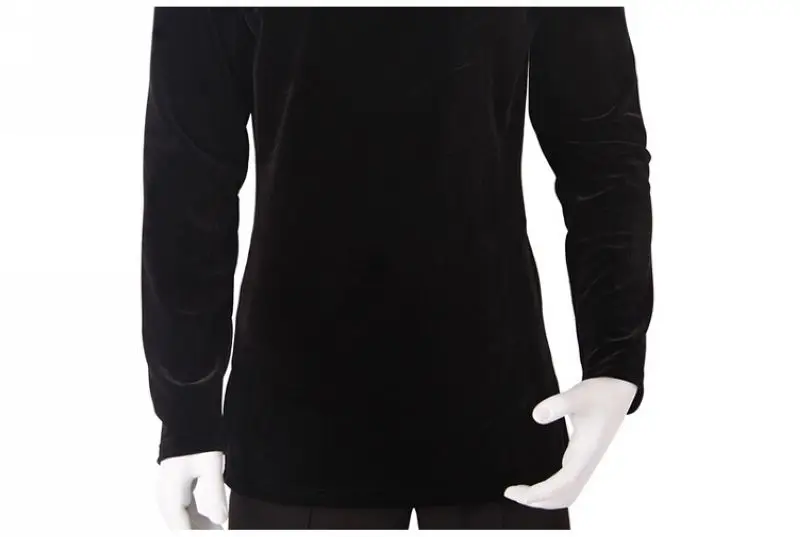 Latin Dance Shirts Men Dancewear Latina Velour Dance Top Shirt Black Long Sleeve Split Waist 2968