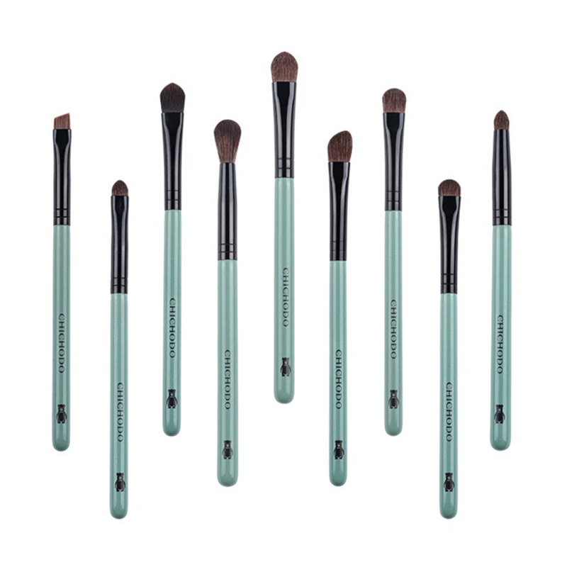 Professional 9Pcs Eye Makeup Brush Set Natural Pony Hair Eyeshadow Smoky Blending Eyebrow Buffer Make up Pencil Concealer Brush