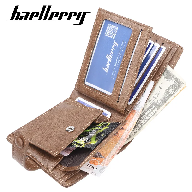 2025 Baellerry Short Hasp Men Wallets 9 Card Holders Desigh Men Leather Purse Solid Coin Pocket High Quality Male Purse