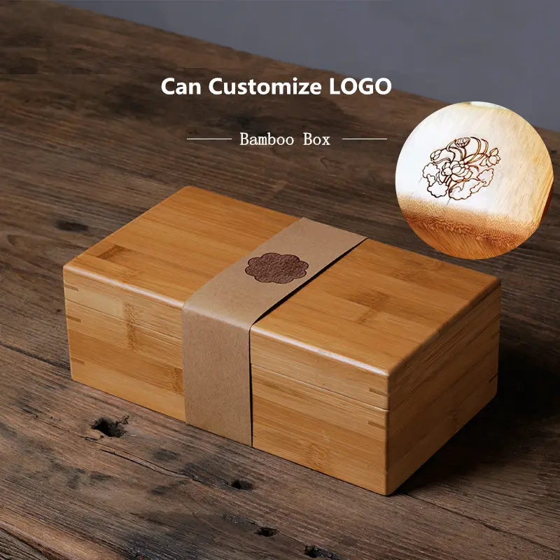 Fashion Rectangle Bamboo Storage Box Simple Small Gift Jewelry Display Cases Box Can Customize LOGO W019