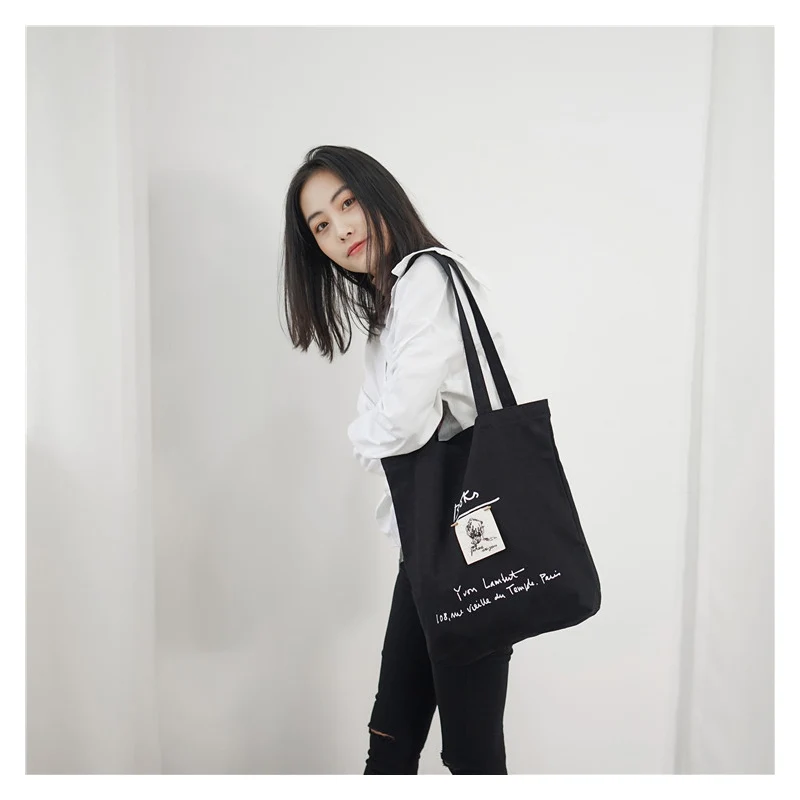 Women Canvas Tote Cute Shoulder Bag Female Cotton Shopping Bags Casual Handbag Girls School Books Bag Shopper Eco Cloth Purse