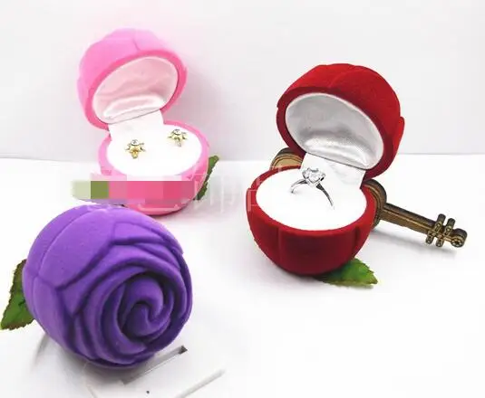 100pcs/lot red pink purple rose jewelry box necklace earring ring rose display case