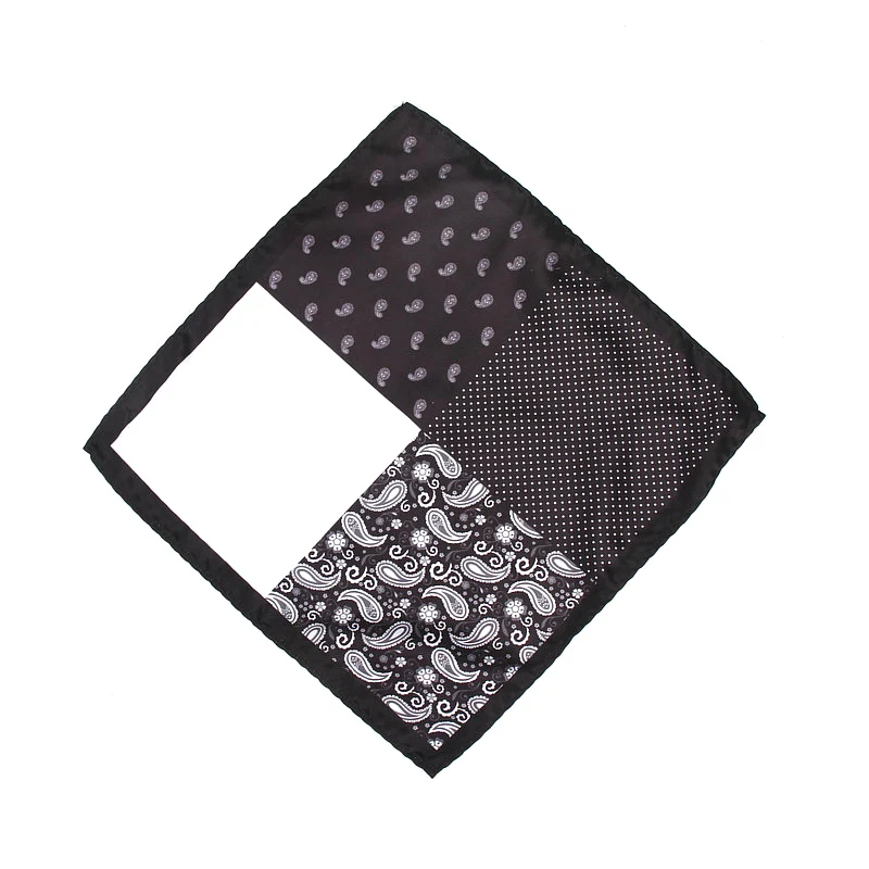 Men's Brand Handkerchief Vintage Paisley Dot Solid Pocket Square Soft Silk Hankies Wedding Party Business Hanky Chest Towel Gift