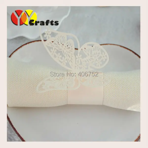 100pcs Butterfly Customizable Paper Wedding Supply Cheap Napkin Rings Laser Cut