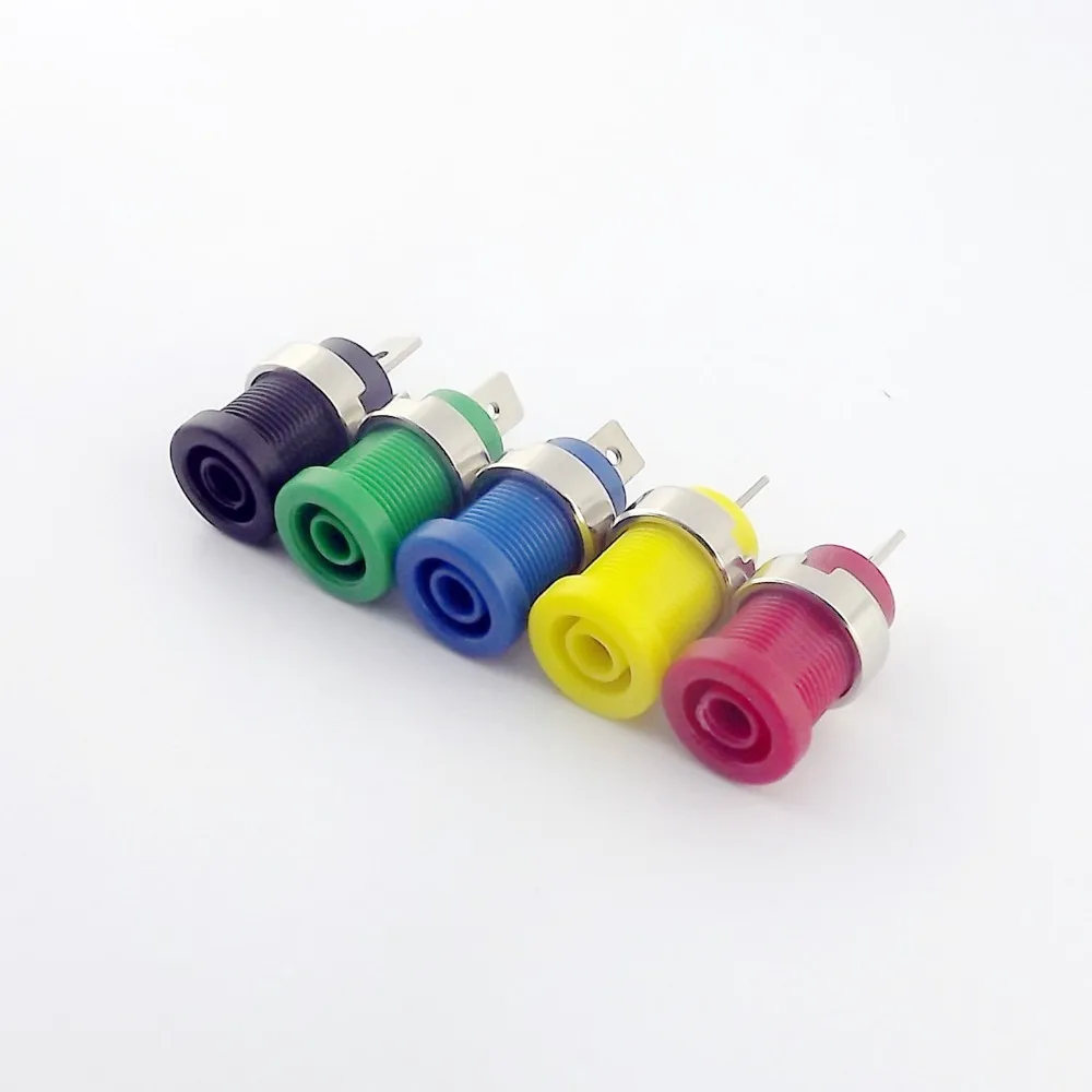 5pcs 4mm Banana Jack Socket Binding Post Step type Panel Mount Test Probe Adapter 5 Colors Black/Red/Yellow/Green/Blue