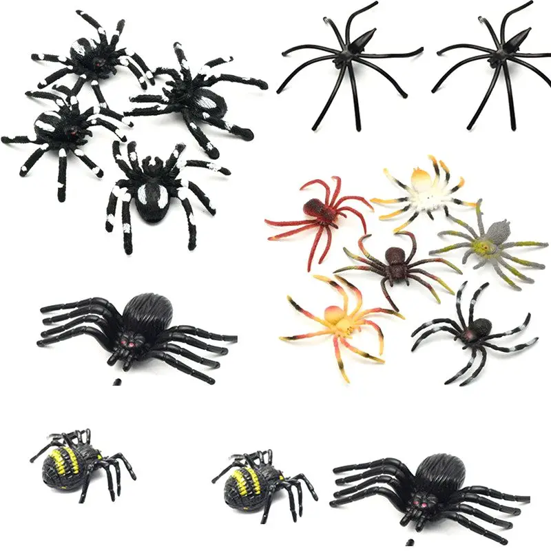 10 stücke PVC Künstliche Simulation Kunststoff Bugs Gefälschte Spinnen für Halloween Party Favors Dekoration Spielzeug Spiel party kleid up requisiten