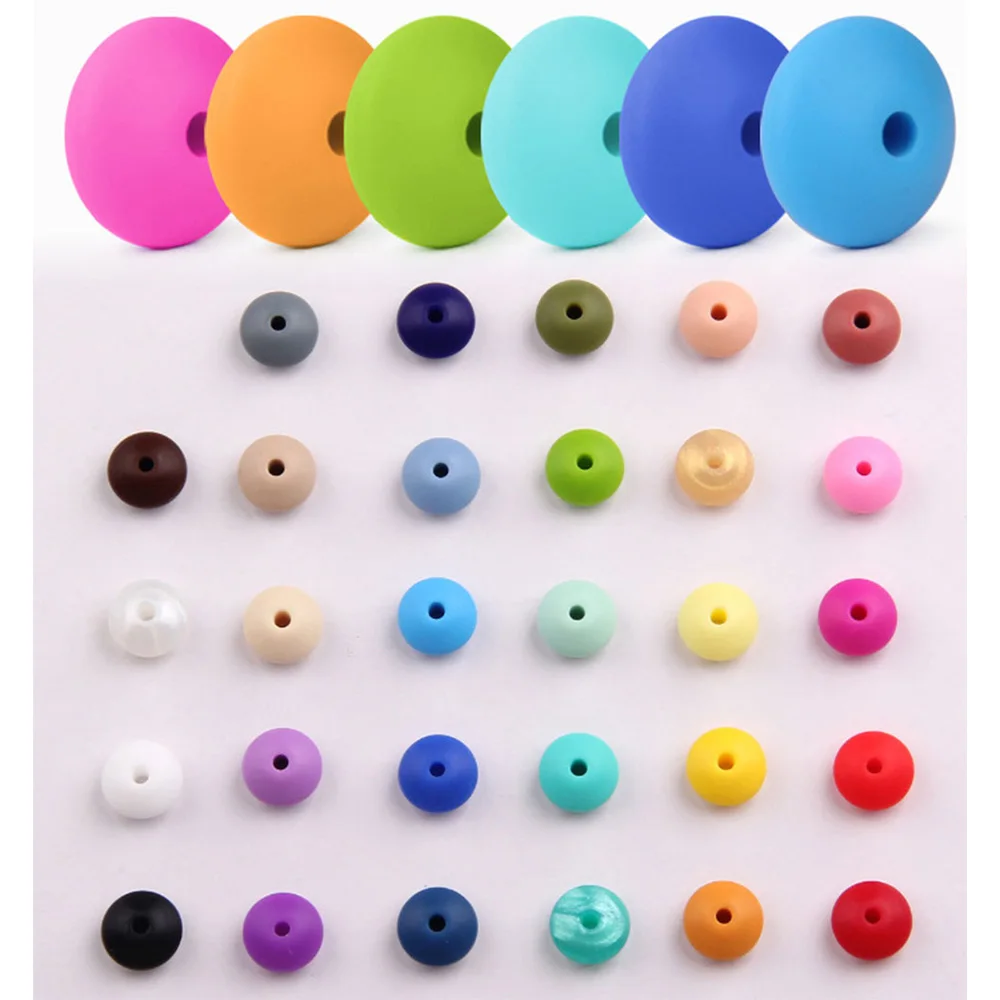 

500pc/lot Lentils Silicone Beads Baby Teething Necklace Baby Teether Toy Accessories Silicon Pacifier Beads Bpa Free 12*12*7mm