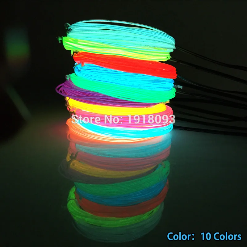 Hot sales 1.3mm 1Meter  2 Pieces EL Wire Set String Lights Glowing products For Wedding,Festival and party decoration