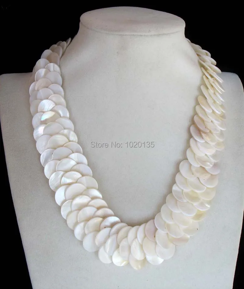 white sea shell coin handcraft necklace  19inch  nature FPPJ wholesale  for woman wedding