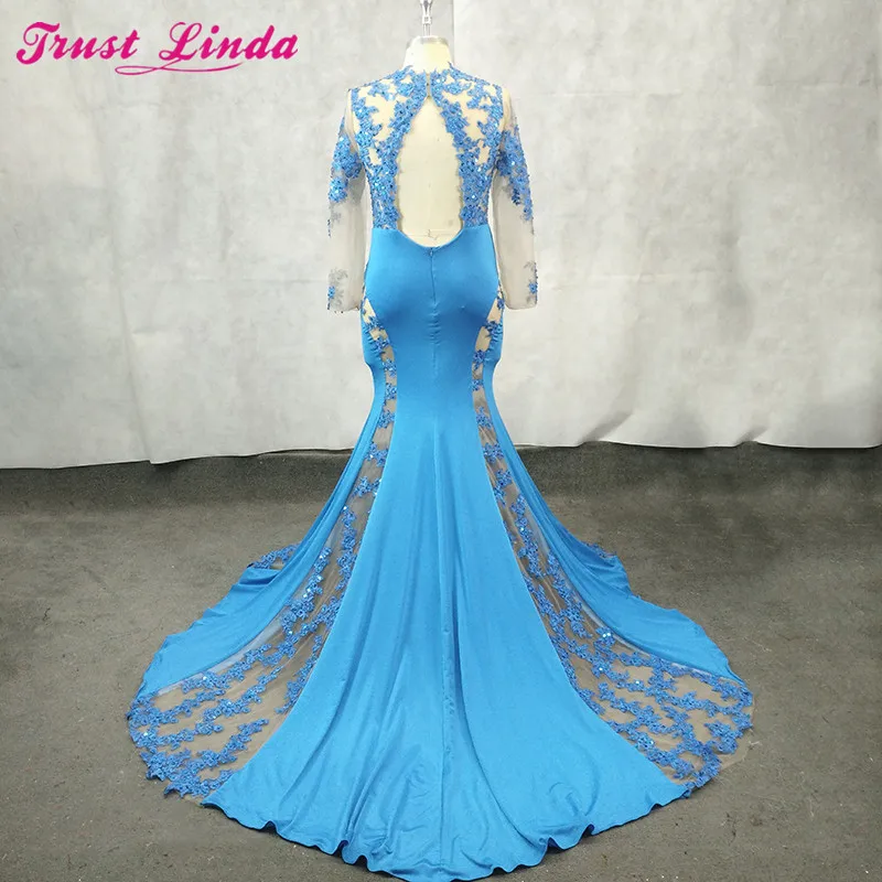 Precioso vestido de sirena para madre, vestido de lujo abendkleider con cuello redondo, apliques con cuentas, diamantes de imitación, mangas largas, tallas grandes, vestidos de Graduación