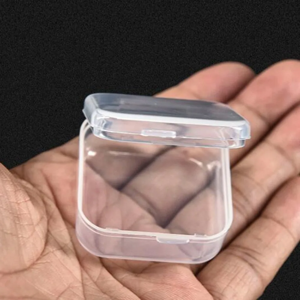 (1Piece) 3.5X3.5X1.5cm Mini Clear Plastic Small Box Fashion Jewelry Earplugs Storage Boxes Case Container Beads Organizer