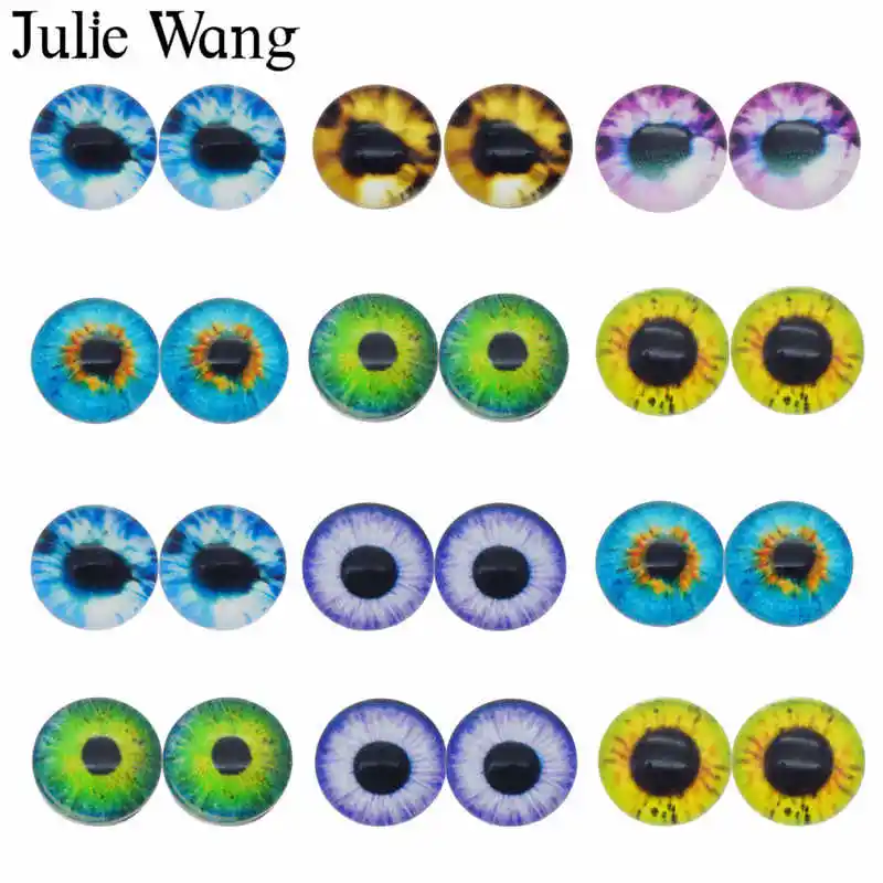 Julie Wang 6-30mm Mixed Oval Or Round Pupil Dragon Eyes Cabochons Flatback Glass Lizard Frog Vivid Eyes Bracelet Jewelry Making