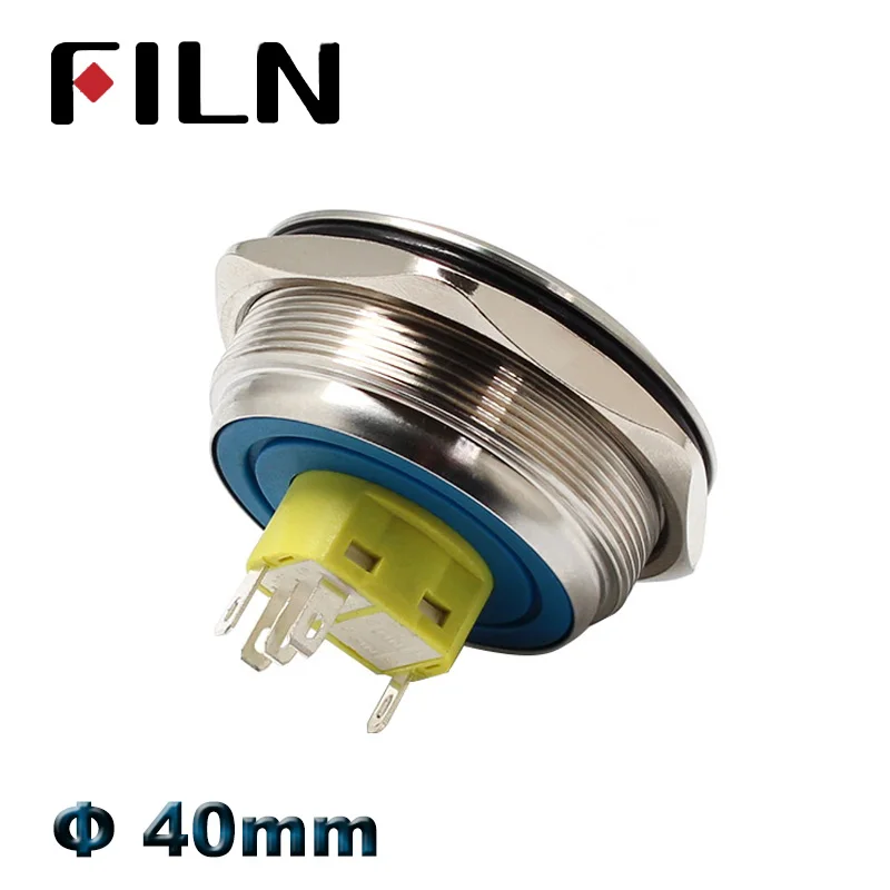 40mm IP67 waterproof metal push button switch with red green bule white yellow led switch pushbutton momentary latching on off