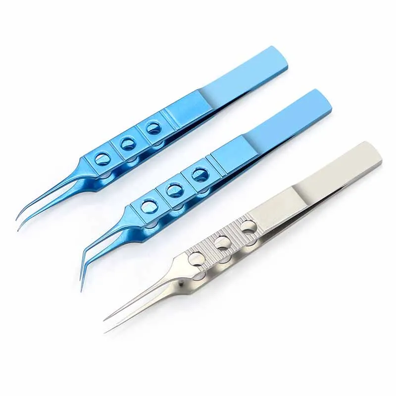 12 Designs Micros Stainless Steel Titanium Alloy 11CM Dovetailed Straight/bend Head Tweezers Platforms Ophthalmic Forceps