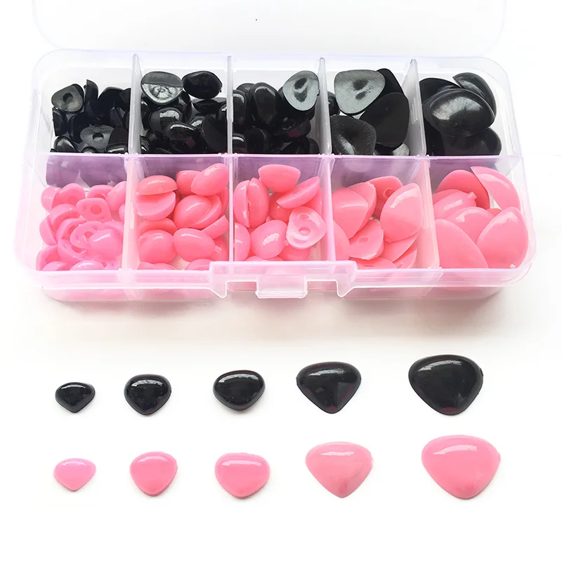 150pcs Flat Noses Black Brown Pink Triangle Safety Nose Plastic for Teddy Bear Dolls Nose Amigurumi Making Accessories Toy Nose