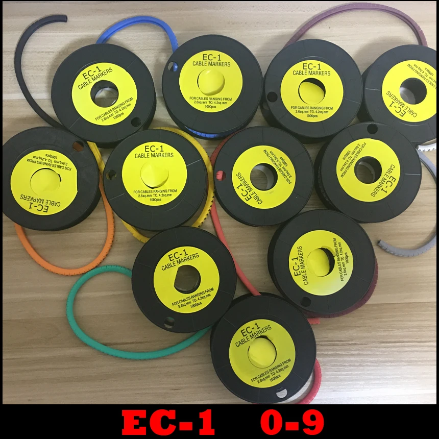 1000Pcs/Lot EC-1 2.5mm2 0-9 Letter Print Pattern PVC Flexible Arabic Numeral Sleeve Concave Tube Label Wire Network Cable Marker