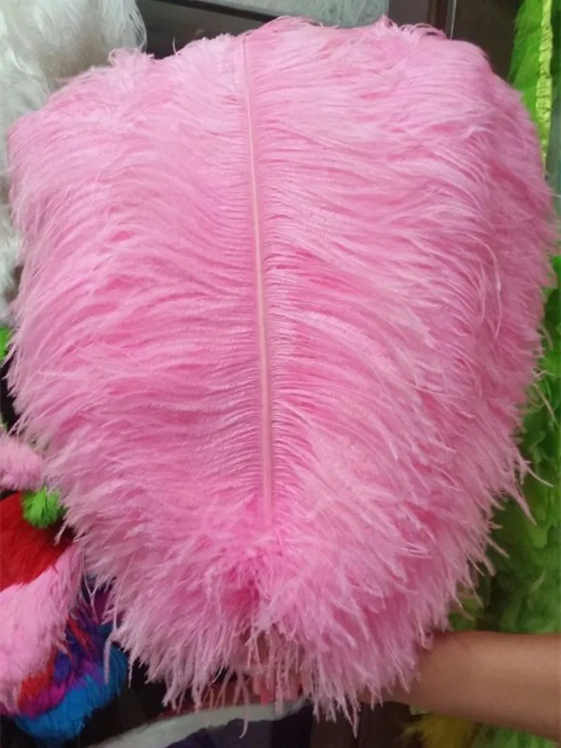 10PCS Thick pole ostrich feather pink ostrich plumage 55-60cm / 22-24 inches plume artware performing decorations