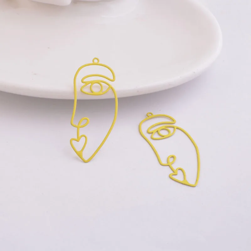 50 Stück AC9607 15*38mm Kreative Gesichts-Ohrringe DIY Handgemachte Charms Metall-Schmuckanhänger – Detail 4