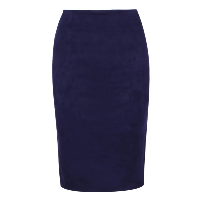 Women Skirts Suede Solid Color Pencil Skirt Female Autumn Winter High Waist Bodycon Vintage Suede Split Thick Stretchy Skirts