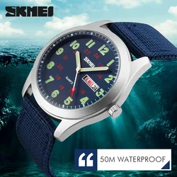 SKMEI Brand Men's Watches Waterproof Nylon Strap Analog Display Date Week Men Quartz Watch Casual Men Wristwatch