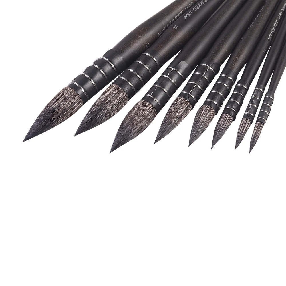 ArtSecret Hohe Grade 24RQ Aquarell Malerei Pinsel Schwarz Eichhörnchen Haar Holzgriff Künstlerische Schreibwaren Kunst Werkzeug Liefert – Detail 14