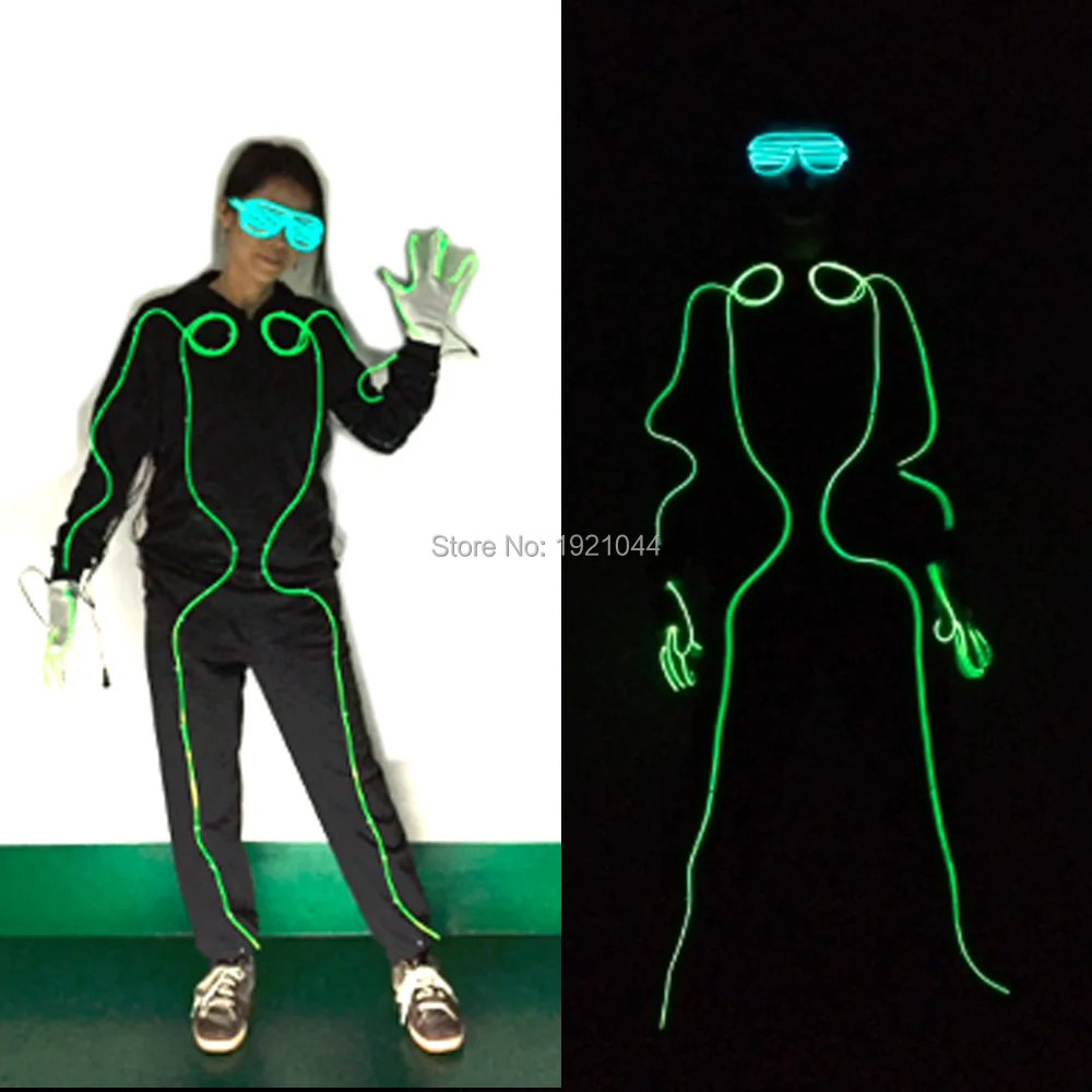 Fashion Brand Design EL Costumes EL Wire Clothes LED Suits Dance DJ Party Decoration Glow Party Supplies