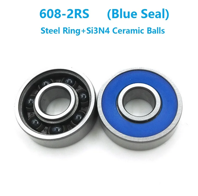 

500pcs/lot 608-2RS RS 608RS Bearing Steel hybrid Si3N4 Ceramic balls bearing Hand Finger Fidget Spinner Skate bearings 8*22*7 mm