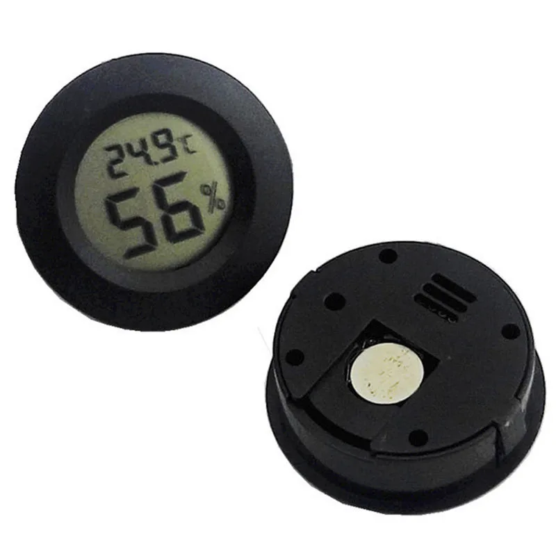 JX-LCLYL New Round Digital Cigar Humidor Temperature Hygrometer Thermometer Tool Black