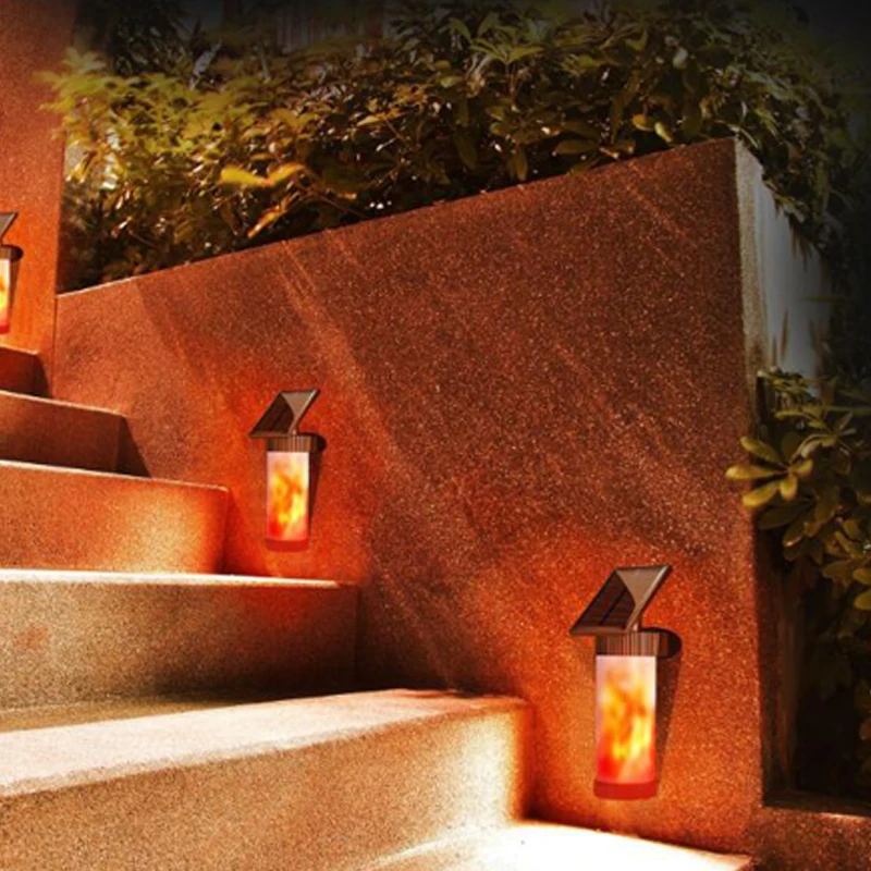 

Flame Led Solar Light Outdoor Waterproof Lighting For Garden Decoration Wall Three Modes Powered Solar Lamp Outdoor