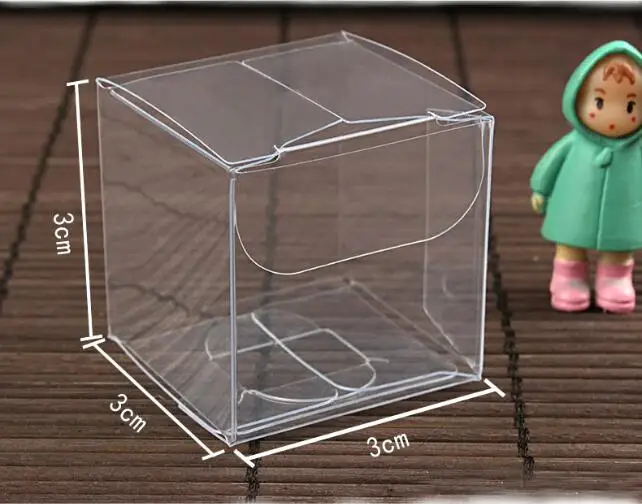 

50pcs 3*3*3cm Transparent Waterproof PVC Boxes Packaging Small Plastic Clear Box Storage For Food/jewelry/Candy/Gift/cosmetics