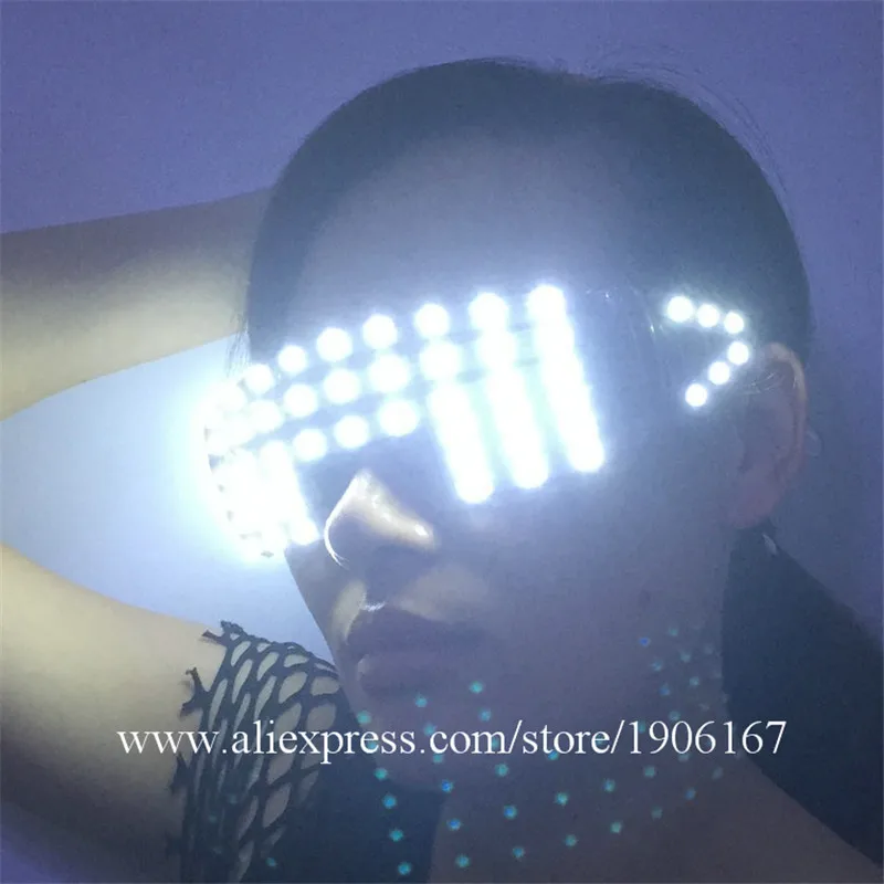 Hot Sale Led White Color Luminous Flashing Halloween Glasses Event & Party Supplies For DJ Club Party Free Shipping