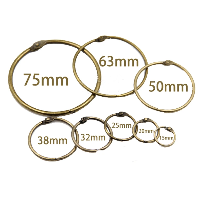 High Quality 10pcs Bronze Retro Metal Loose Leaf Book Binder Hinged Rings Keychain Album Scrapbook Craft for Scrapbooking Office