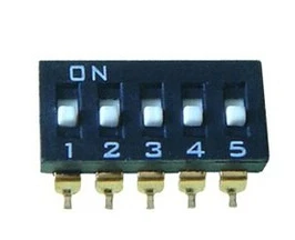 China Quality KM-05 Black 5P SMT DIP Switch 2.54mm 5 Position IC Encoder Switch Slide Switch KM-05H x 100PCS