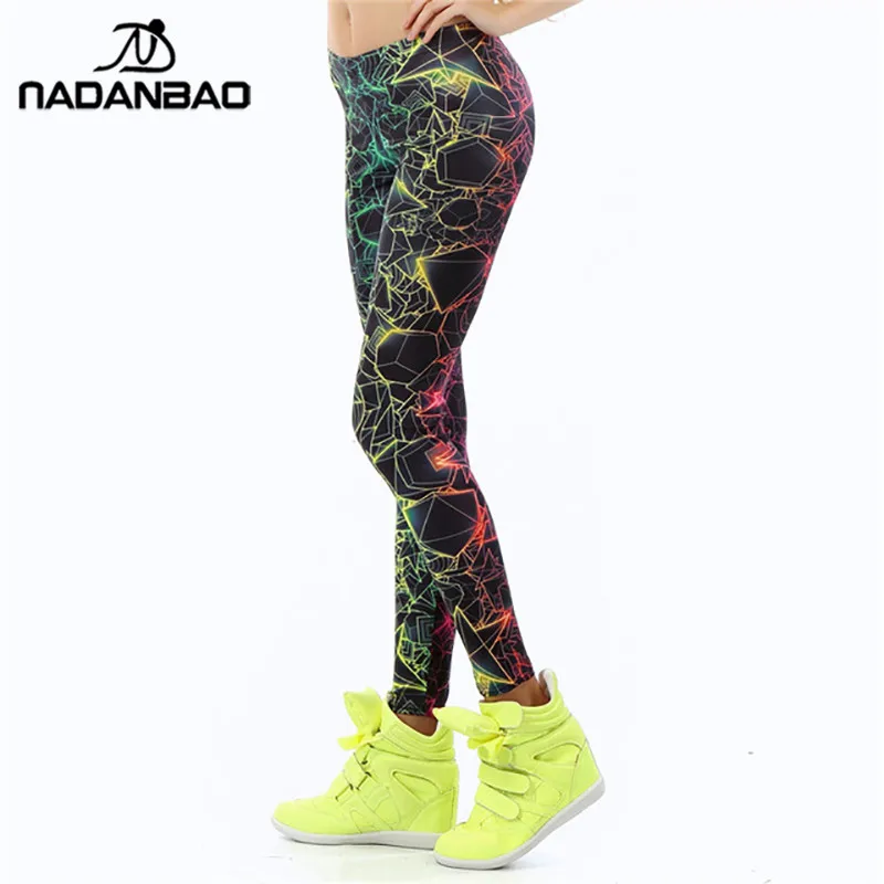 NADANBAO wholelsales New Fashion Women leggings  3D Printed color legins Ray fluorescence leggins pant legging for Woman