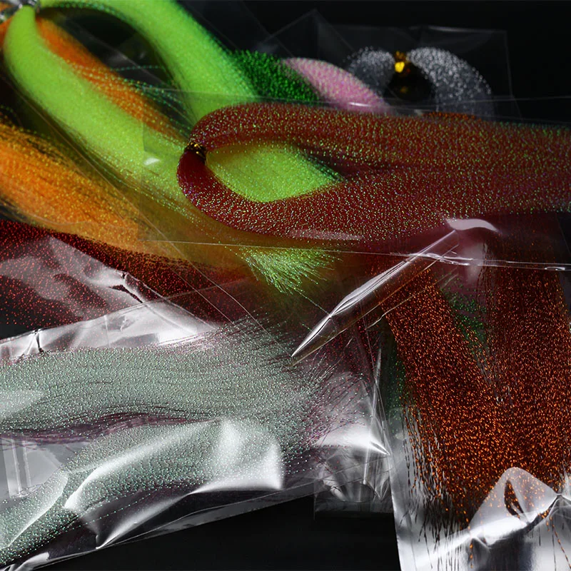 Big volume 4packs fly tying twisted Flashabou Tinsel Flash crystal Tinsel saltwater fly wings tails sabaki rig tying materials