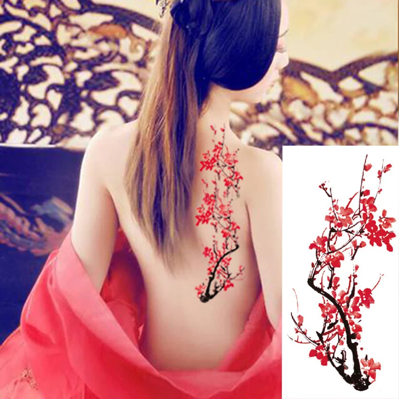 1piece Body art  flash henna tattoo fake temporary tattoos stickers rose peony flowers arm shoulder tattoo waterproof women