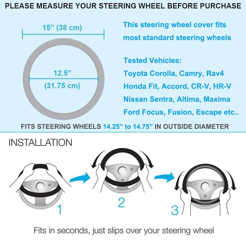 Universal D-typ Strass Auto Lenkrad Abdeckung Diamant Auto Bling Zubehör Innen für Frauen Mädchen Auto Dekoration – Detail 7