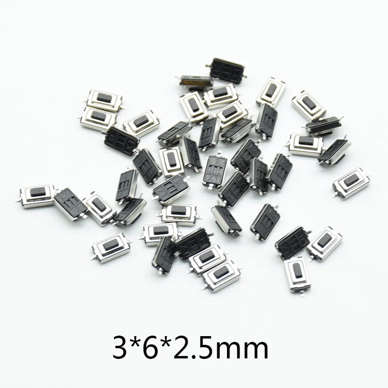 50pcs Tact Touch mini Micro Switch 3X6X2.5MM 3*6*2.5mm SMD yellow Red  Black orange Green Blue Brown Button Head