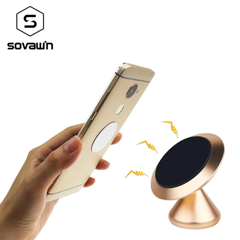 Sovawin Metal Universal Car Mobile Phone Holder Protect Signal 360 Degree GPS Magnetic Magnet Mount Stand For iPhone For Samsung