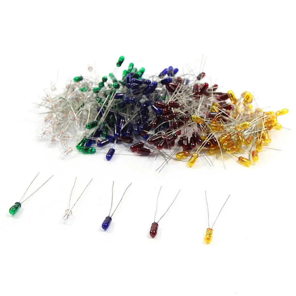 Evemodel MP02 100pcs 3mm 12V Mini Grain of Wheat Bulbs Mixed Color Red/Yellow/Blue/Green/White NEW