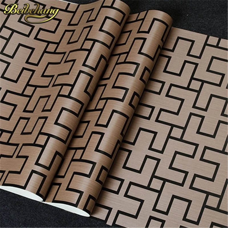 beibehang Exquisite Wallpaper for walls 3 d Vintage Stencilling geometry Plaid Wall Paper Roll For TV Background papel de parede