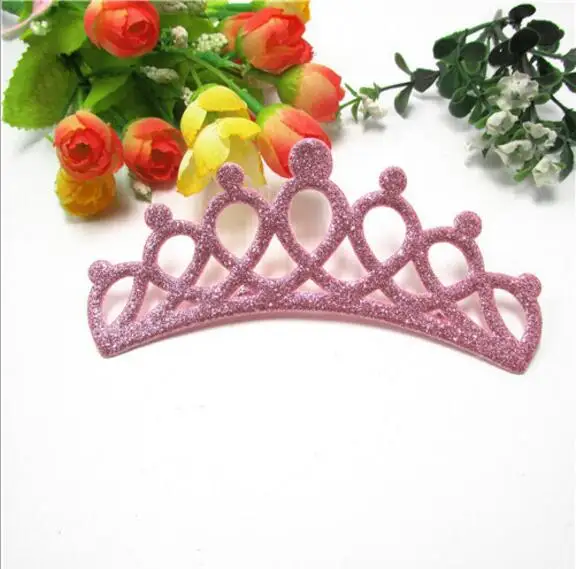 4.9x13cm 10pcs Handmade Kawaii Padded Glitter Crown Appliques For Headdress Accessories And  Jewerly Decoration