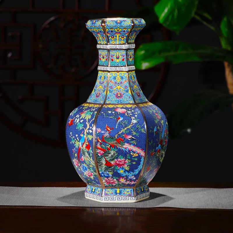 

Jingdezhen Antique Enamel Vase Vases Flowers And Birds Pattern Ancient Ming and Qing Porcelain